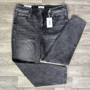 Vervet Ripped Haylie High Rise Crop Skinny Denim Jeans Gray Wash sz 18